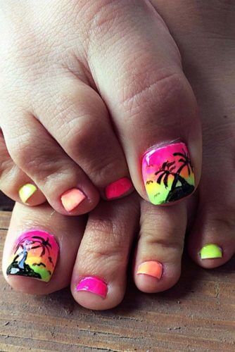 malibu sunset toe nail design malibu sunset toe nail design