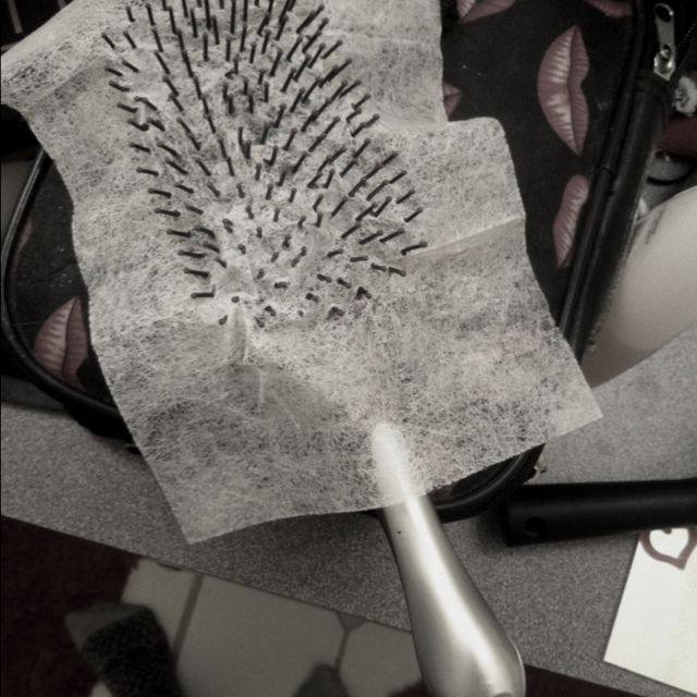 Dryer Sheet Over Brush DIY Beauty Hacks